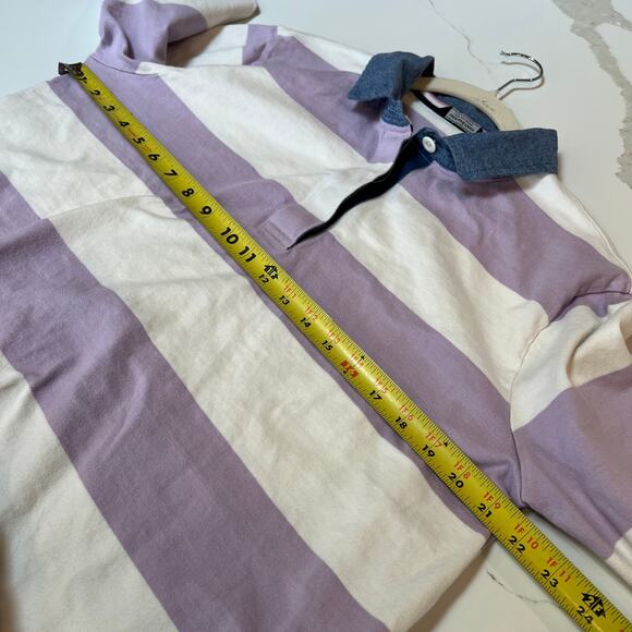 Vineyard vines thick cotton rugby stripe shirt large lilac white collared - Picture 5 of 8